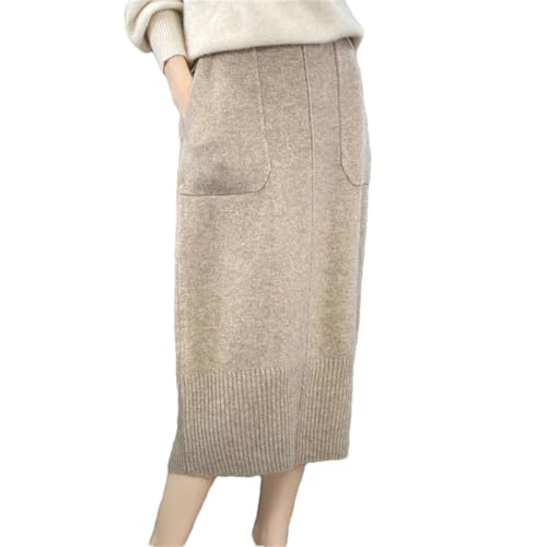 Women's Winter 100 Percent Knitted Cashmere Skirt Solid Wool Commuter Straight Skirts