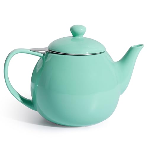Sweese Teapots for Tea, 27 oz Porcelain Tea pot with Removable Stainless Steel Infuser, Tea Pots for Loose Tea - Mint Green