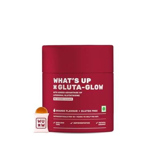 What's Up Wellness Gluta-Glow Gummies | Liposomal Glutathione Supplement with Vitamin C for Radiant Skin Tone | Depigmentation | Detoxification | 15 Days | Men & Women | No Added Sugar