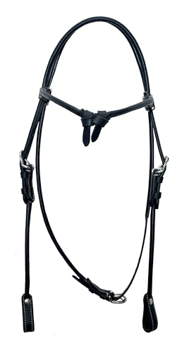 WeavingCraft India Rolled Leather Western Headstall Bridle Classic Futurity Know Brow Band| Black