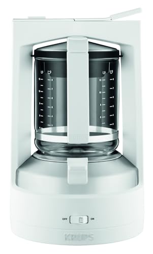 Foto von Krups Filterkaffeemaschine T8, 850 Watt, Kaffeemaschine mit automatische Abschaltung, 8-12 Tassen, 1l Wasserbehälter, beleuchteter Ein- Ausschalter, weiß, KM4682
