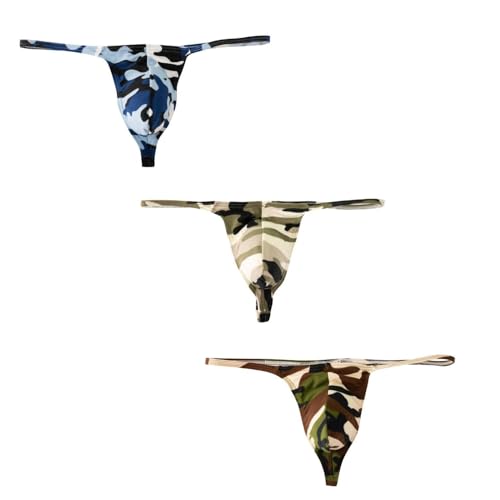 3 Pack Stunning Camo Men's Thong - Low Waist Camouflage G-String, Ultra-Slim Strap Breathable Comfort Underwear2