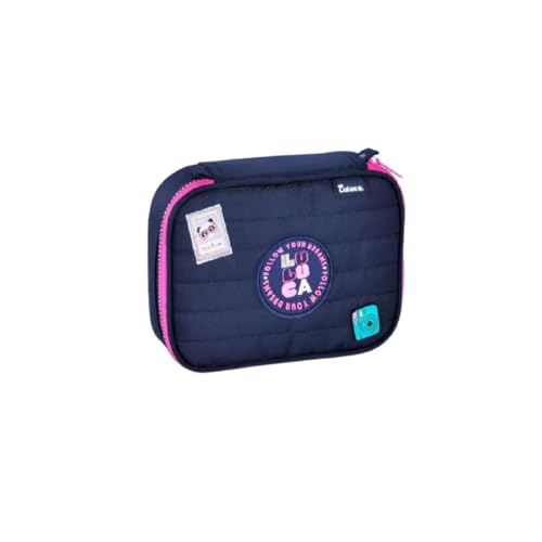 Estojo Box Luluca Juvenil Escolar Pandinha 36 Elásticos Teen Azul