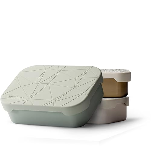MAMEIDO Fiambrera acero inoxidable 800 ml, compartimentos flexibles y tapa de silicona, lunch box adultos, bento box kids, lonchera para niños (Desert Sage)
