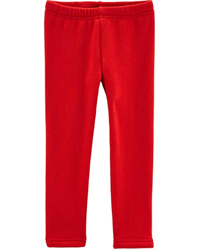 Carters Girls Cozy Fleece Leggings (Red/Solid, 6 Months)