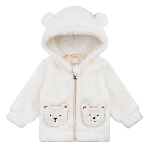 Image of AIMISYOU Newborn Baby Girls Clothes Toddler Boys Fleece Jacket Neutral Winter Hoodie Coat