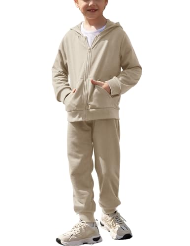 Arshiner Boys' 2 Piece Athletic Tracksuit Jogging Sets Outfit Sweatsuit Zip Up Hoodie and Active Pants for Kids 5-14 Years