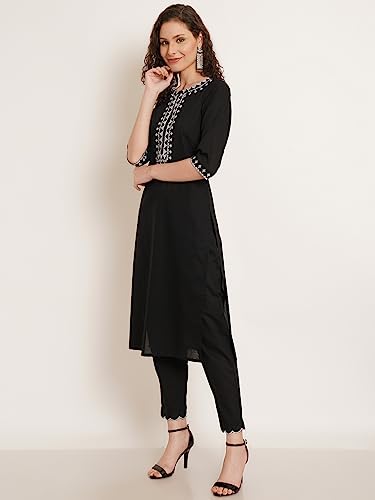 Image of Pure Cotton Embroidered Women Kurta and Pant Set