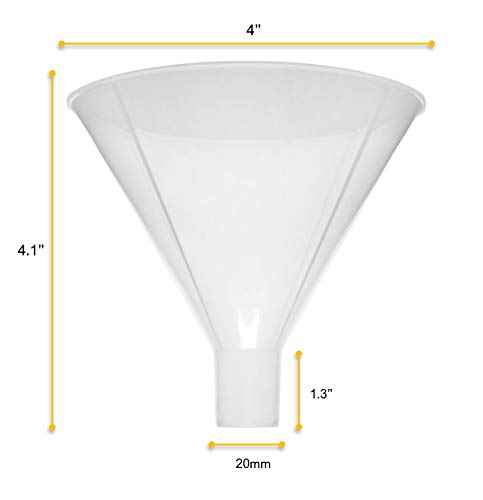 Eisco CH0457C Powder Funnel, 4 Inch - Polypropylene Plastic - Parallel Stem - Resistant To Acids & Alkalis - Great For Laboratory thumb #3