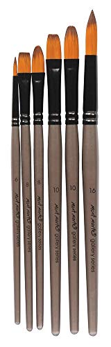 Mont Marte Gallery Series Acrylic Brush Set, 6 Piece. Selection Of Synthetic Hair Paint Brushes Suitable For Acrylic Painting #TOP2