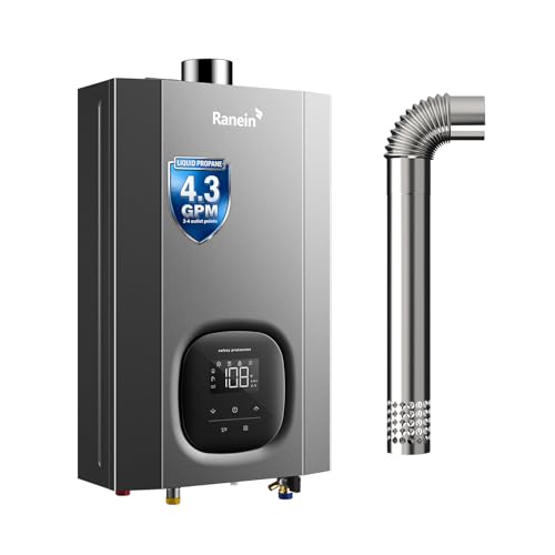 GEN II Ranein Propane Gas Tankless Water Heater Max 4.3 GPM, 100,000 BTU Indoor On Demand Instant...