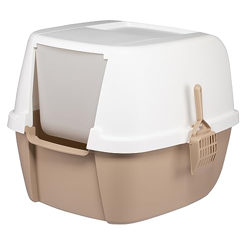 Lettiera Per Gatti ASEO Jumbo - Bianco/Beige, 67.5x48.5x28 Cm, Con Bordo Alto Rimovibile - Foto 5