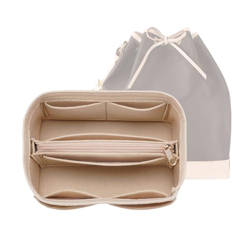 LOUKAYCCI Purse Organizer Insert for LV Noe BB Bucket Bags,Tote Bag Organizer with zipper insert (Small, Beige)