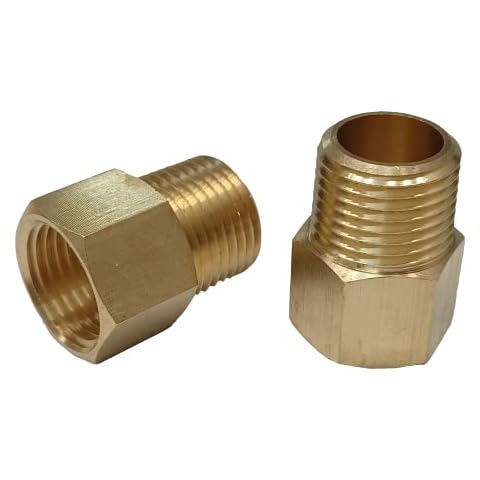 Leames™ (2-pack) Brass Pipe Fitting, NPT Adapter, 1/2" Male Pipe x 1/2" Female Pipe (1/2" x 1/2") Cover