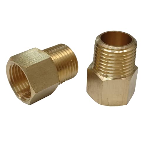 (2-pack) Brass Pipe Fitting, NPT Adapter, 1/2" Male Pipe x 1/2" Female Pipe (1/2" x 1/2")