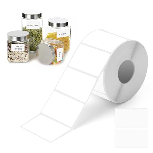 1000 Pièces Étiquettes Thermiques, 50 x 30 mm Blanches Rouleau Etiquettes Autocollantes, Etiquettes Autocollantes Thermique, Étiquettes d'adresse Blanc, Etiquettes...