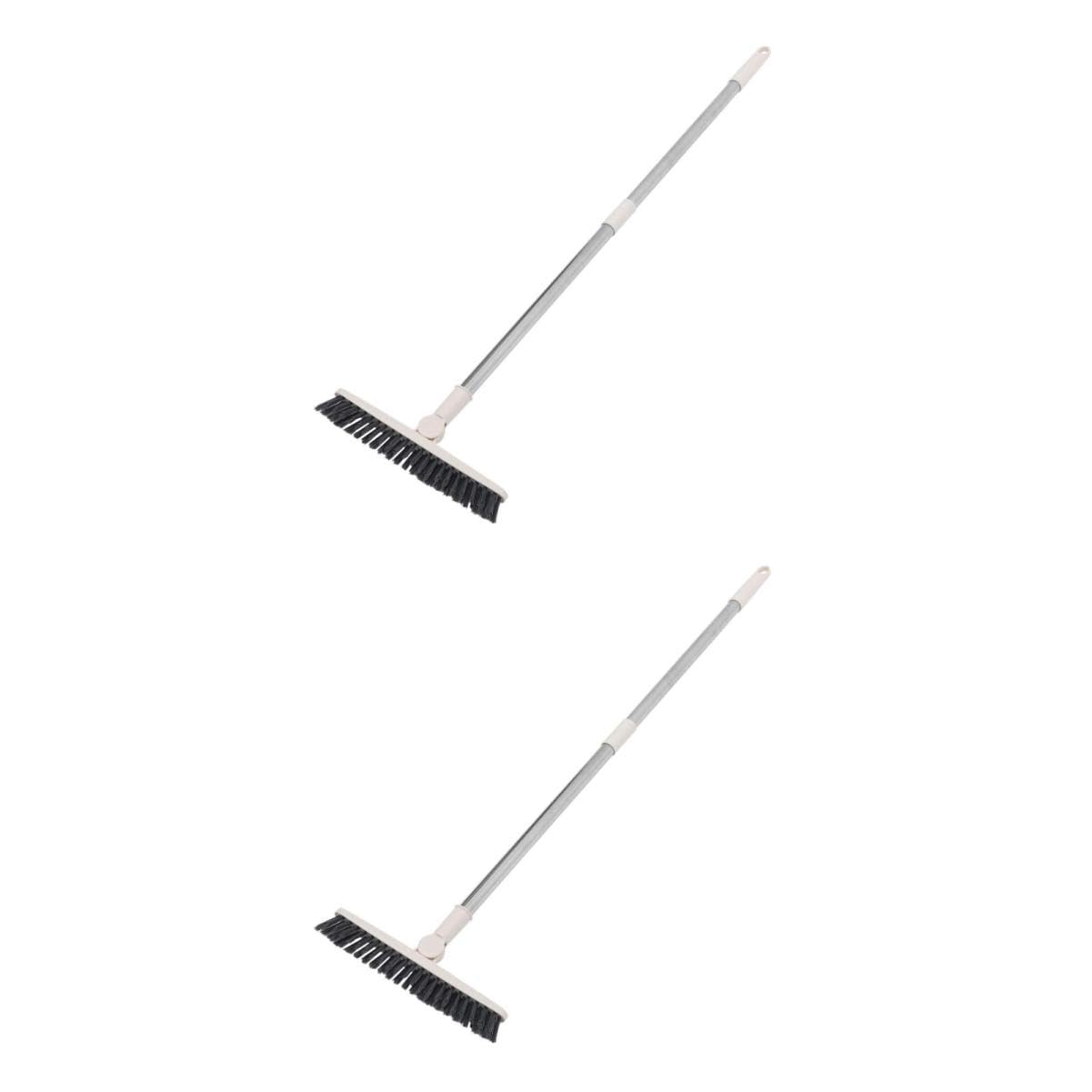 SHERCHPRY 2 Piezas Cepillo de Limpieza para Grietas de Suelo con Mango y Cabeza Herramienta Multiusos para Fregar y Azulejos para Ranuras y Difíciles de