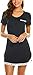 MAXMODA Camison Mujer Manga Corta Camisón Sexy Algodón Negro L