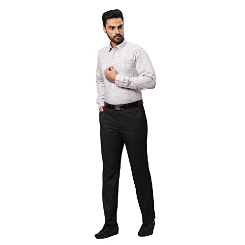 Image of Raymond Men's Pure Cotton Checks Pattern Slim Fit Regular Collar Full Sleeve Casual Shirt