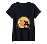 Photo Gallery donna schnauzer scary e moon dog divertente costume di halloween maglietta con collo a v Photo Gallery donna schnauzer scary e moon dog divertente costume di halloween maglietta con collo a v