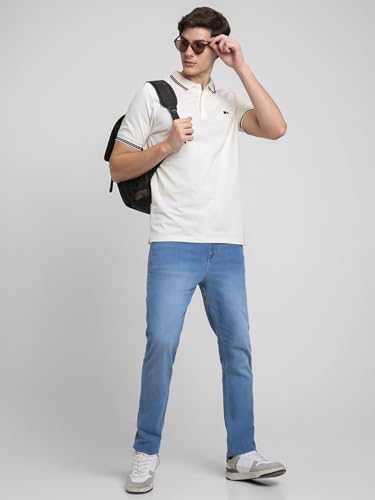 Image of Dennis Lingo Men's Cotton Solid Regular Fit Mandarin Collar Short Sleeve Polo Tshirt