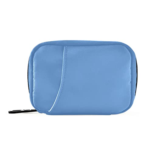 Naanle Pill Box 7 Day Pill Case Travel Pill Organizer Bag with Zipper Portable Weekly Case Compact Size for Vitamin Supplement Holder, Solid Color Sky Blue