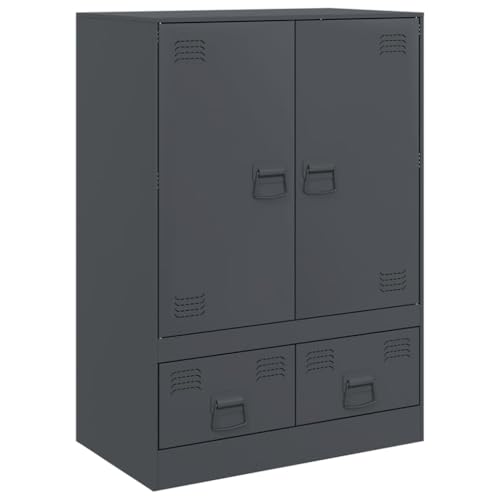 vidaXL Buffet Haut Anthracite 67x39x95 cm Acier, Armoire, Armoire de Rangement, Buffet Haut, Armoire latérale, Armoire Haute, Armoire Console