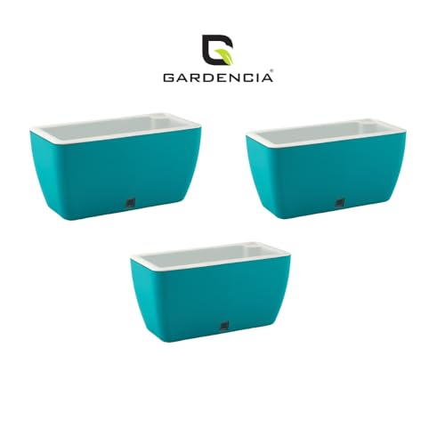 Image of GARDENCIA Self Watering Flower Pots for Outdoor Indoor Gardening /Rectangle Big Plant Pot with Polypropylene UV Material /Decorative Modern Gamla (Recta Big Sea Green, Pack of 3)