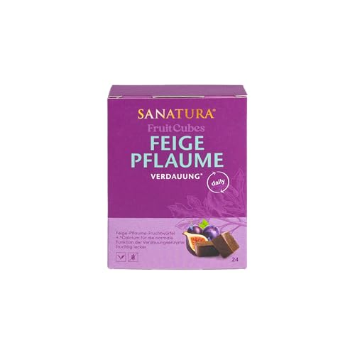 Sanatura Feige Pflaume Früchtewürfel - 24 Stück - für eine normale Verdauung - Feigen, Pflaumen, Tamarinden und Inulin - 240 g