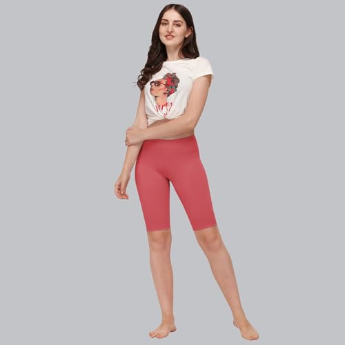 Image of SOIE Women's Mid Rise Soft Polyamide Spandex Knee Length Cycling Shorts