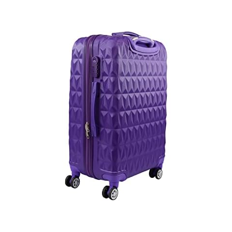 COZYBRITE Luggage Suitcase Medium Size 24 inch with 4 Wheels Hard Shell 57 litres Lightweight for Travel (Purple) Cover