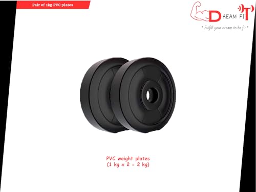 Image of DREAM FIT Pair of 1Kg PVC Weight Plates for home gym - Spare Weights for dumbbells, barbells and other exercises - 2Kg (1Kg x 2)