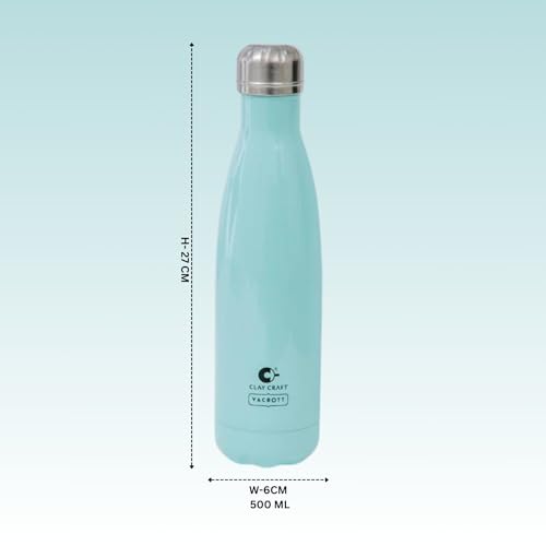 Image of Clay Craft VACBOTT Stark Double Walled 18 Hours Hot and 24 Hours Cold Water Flask Bottle-500ML, 2-Piece(Sky Blue) Leak Proof|Easy to Carry|Gym Bottle|Home|Kitchen|Hiking|Travel Bottle|BIS Certified