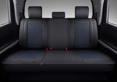 Image of Coverado Tundra Seat Covers, Back Leather Car Seat Covers for Trucks, Automotive Seat Covers Protector Custom Fit 2007-2021 Toyota Tundra(Rear Seat Cover /Blue)