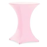 Choisissez cette housse extensible en lycra Rose poudré pour mange debout. Sans mauvais pli et infroissable cette nappe rose clair pour bar à cocktail donnera un rendu parfait à vos décorations de salle.