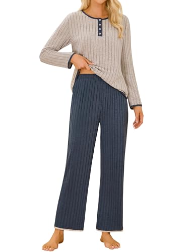 Blooming Jelly Womens Lounge Sets 2 Piece Pajama Sets Color Block Matching Set Sleepwear PJ Set 2025 Fall Outfits