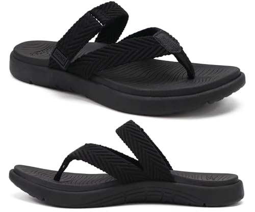 COFACE Womens Trendy Orthotic Flip Flops Lightweight Yoga Mat Thick Cushion Walking Thong Sandals Adjustable Slip On Slippers With Comfortable Plantar Fasciitis Arch Support