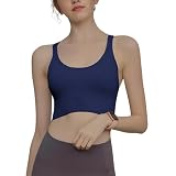 [machikaada] スポーツブラ スポブラ 揺れない ヨガ ヨガウェア カップ付き ブラトップ サポート ホールド ホック付き おしゃれ かわいい ランニング 大きいサイズ ノンワイヤー フィットネスブラ 中学生 ジュニア XL (5ネイビー, L)