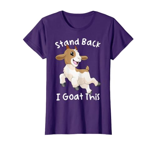 Stand Back I Goat This Funny Kawaii Jumping Goat Pun T-Shirt, Women, Purple, Large