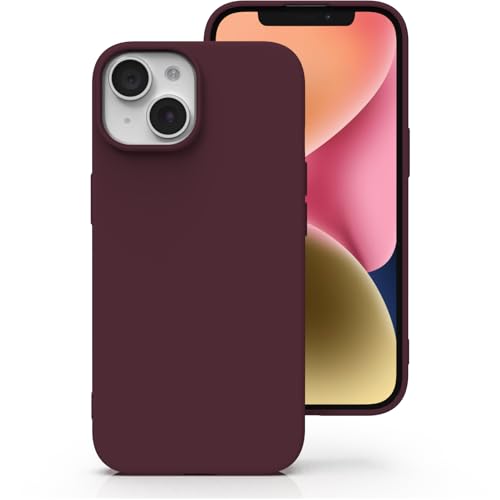 Zuvirelx Silicone Case for iPhone 14 Plus Soft Grip Thin Minimalist Shockproof Non-Slip Pocket-Friendly - Burgundy