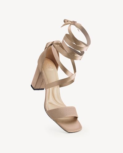 Women’s Lace-Up Block Heel Sandals – 3.15 inch Square Open Toe Wrap Around Heeled Dress Shoes for Party, Date Night, or Summer Outfits2