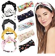 FOLAI10 Pieces Women Head Band,Girls Headwraps Hair Bands, Boho Headbands for Women,Bohemian Floral Style, Vintage Flower Printed Elastic Head Wrap Twisted Hair Accessoriesโฆ