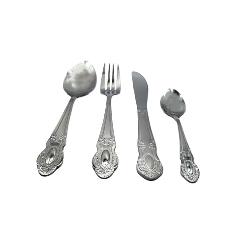 16Pc Elegant Vintage-Inspired Cutlery Set Silverware Tableware Collection Stainless Steel Dishwasher Safe- BWD