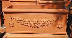 Caja rectangular de terracota hoja Roma 60 cm