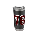 Maroon and White Number 76 Jersey Player Uniform #76 Fan Stainless Steel Insulated Tumbler