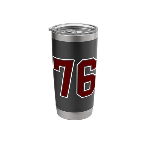 Maroon and White Number 76 Jersey Player Uniform #76 Fan Stainless Steel Insulated Tumbler