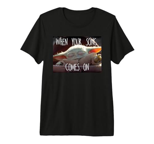 Star Wars The Mandalorian Grogu When Your Song Comes On Meme Men's Premium Tri-blend T-Shirt, Black, Large