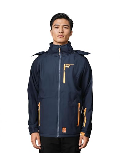 Geographical Norway RITCHONE - Softshell impermeable a prueba de viento y transpirable, chaqueta al aire libre con cremallera ideal para senderismo, deportes y actividades al aire libre, azul marino