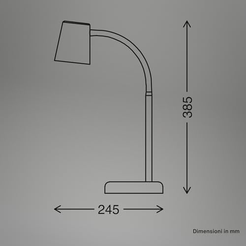 Briloner - Lampada Da Comodino, Lampada Da Scrivania Orientabile, Lampada Da Tavolo GU10 Per Ufficio Con Interruttore A Cavo, Lampada Da Lettura, 9W, 130X385Mm (Dxa), Metallo, Nero - 5