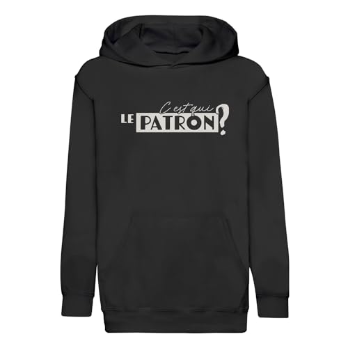 Sweat enfant humour C'est Qui Le Patron, hoodie idéal pour l'école et les sorties en famille